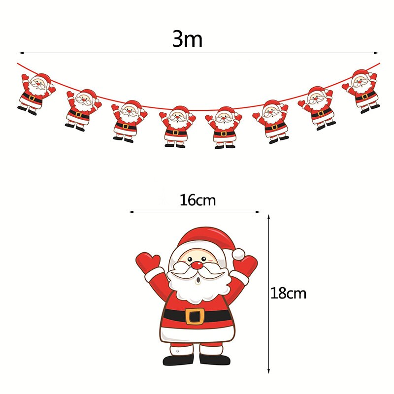 3m Länge Santa Claus Weihnachten Baum Zauberstab Hängen Papier Girlande Weihnachten Baum Dekoration Elch Socken Sterne freundlicher Frohe Weihnachten Banner: G01 santa claus
