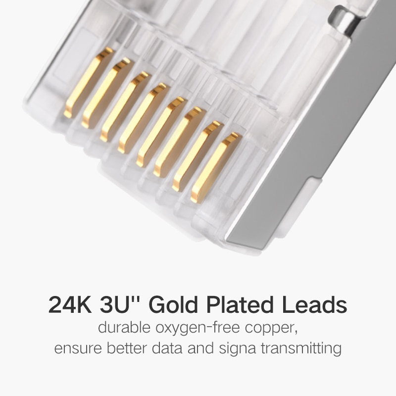 Ugreen Cat6 RJ45 Connector 8P8C Modular Ethernet Cable Head Plug Gold-plated Cat 6 Crimp Network RJ 45 Crimper Connector Cat6