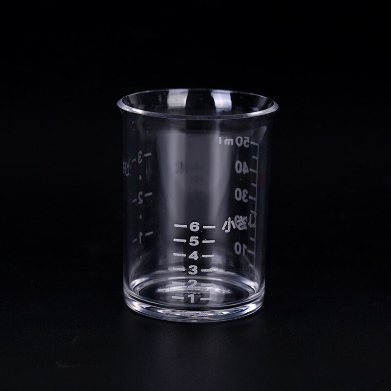 2Pcs 50ml Plastic Measuring Cup Clear Scale Show Transparent Mug Pour Spout Measuring Device
