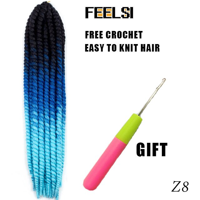 Havana Mambo Twist Hair Crochet Braids 22'' 120g 20 Color Ombre Synthetic Crochet Hair Braiding Hair FEELSI Purple: P4/27