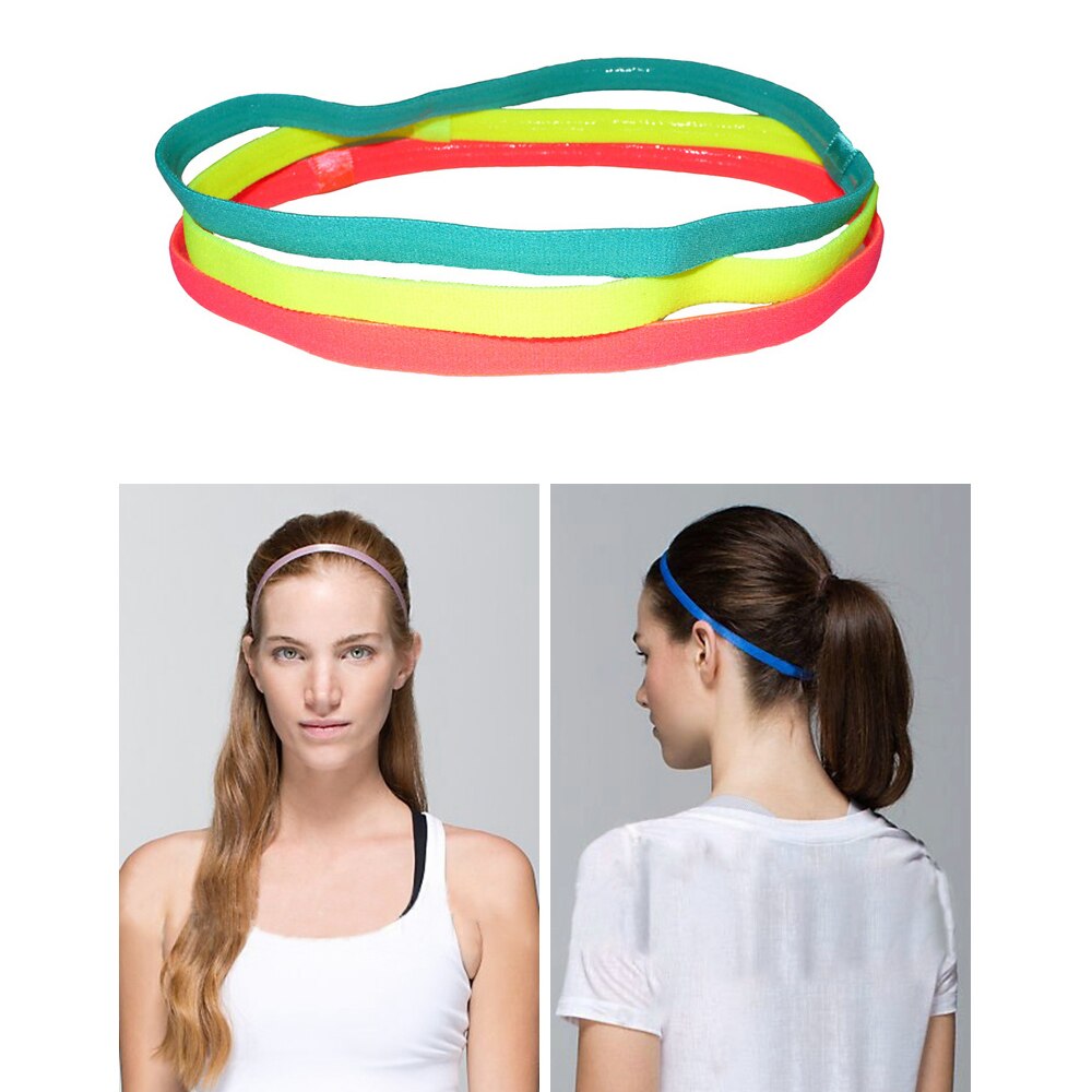 Gym Anti-Slip Dunne Elastische Sport Hoofdband Vrouwen Yoga Haarbanden Slanke Fitness Zweetband Voor Mannen Multicolor