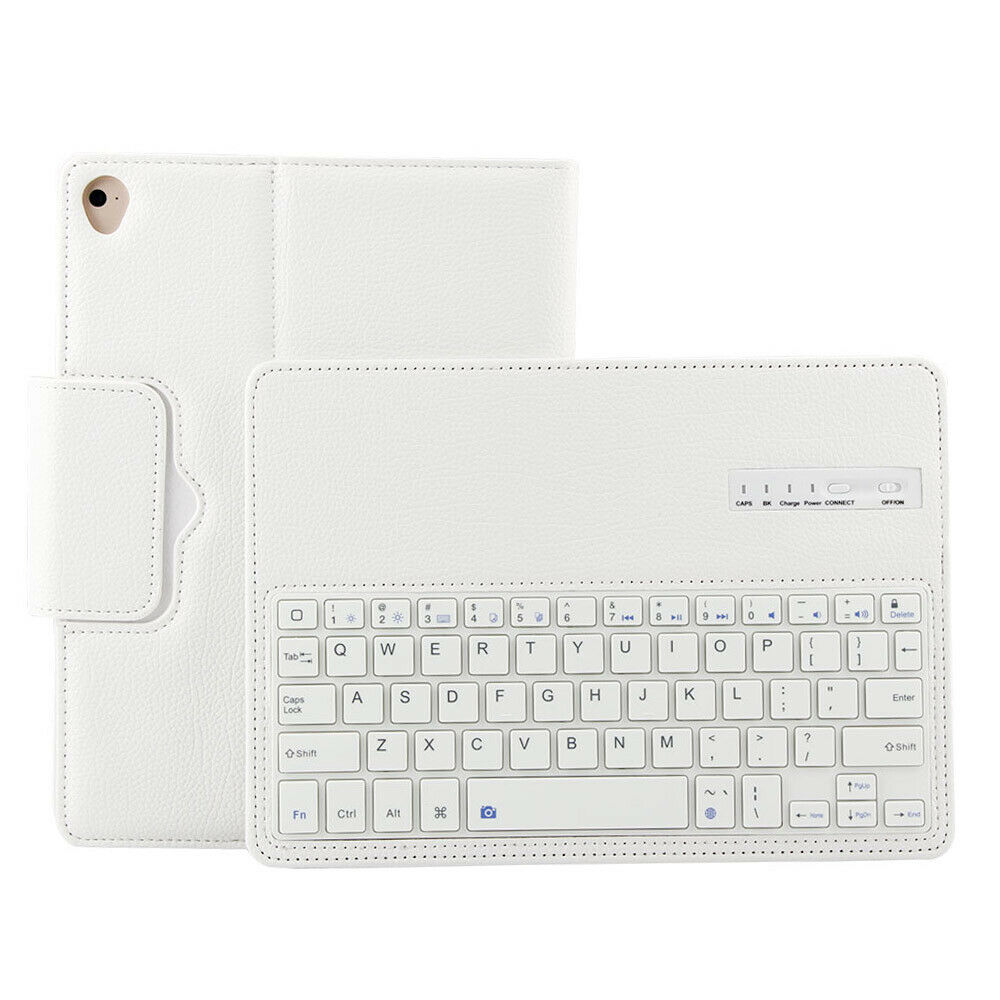 Wireless Bluetooth Keyboard Leather Case Voor Apple Ipad Pro 10.5 Inch 2-In-1 Afneembare Toetsenbord Case tablet Stand Cover: WHITE