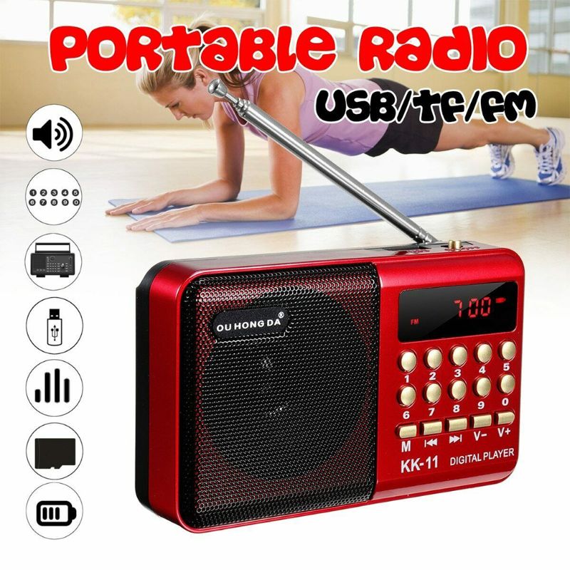 Multifunctional Portable Radio, Small Handheld Radio ,Rechargeable Digital FM USB TF MP3 Player Speaker Devices Supplies