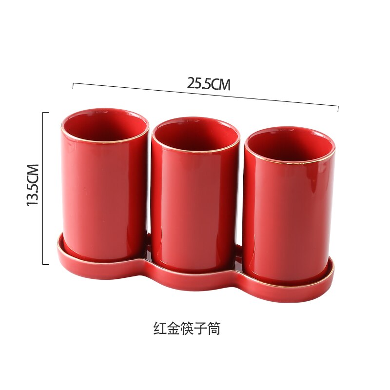 Pot de stockage de baguettes en céramique support de vidange étanche à l'humidité trois pièces costume cuillère en verre vaisselle outil de stockage outils de cuisine à la maison: C--3-piece set