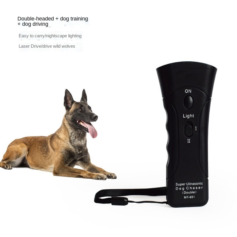 Répulsif à haute puissance pour chiens et chats, outil anti-aboiement, à infrarouge, à Double tête, ultrasonique, avec batterie