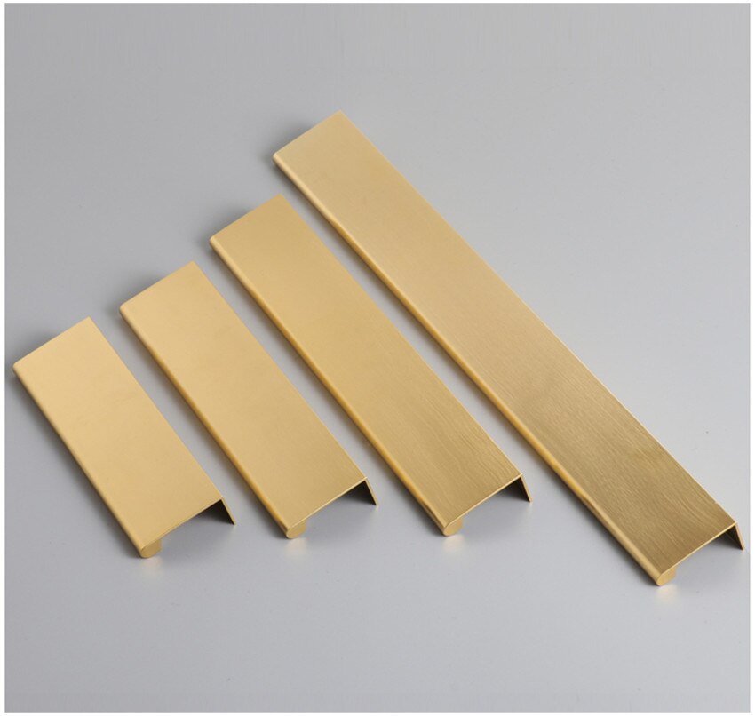 Modern simple Invisible handle black brushed gold kitchen cabinet cupboard wardrobe door handle Surface mounted long edge pull