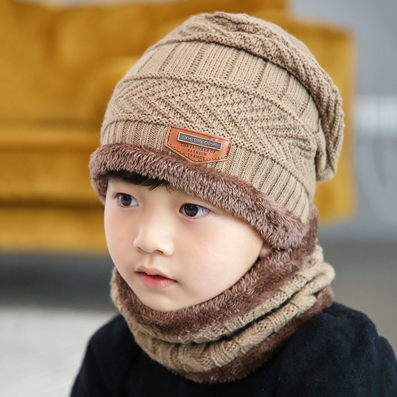 Cagoule pour le visage en cachemire, bonnets à double usage, écharpe pour garçon, fille, enfants, laine en tricot épais, en hiver