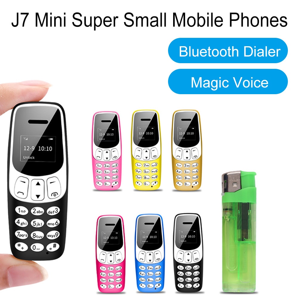 Mini niños móviles Bluetooth Dialer auricular Magic Voice FM radio SIM Card baja radiación MP3 celulares PK J9 7S + K8 BM70