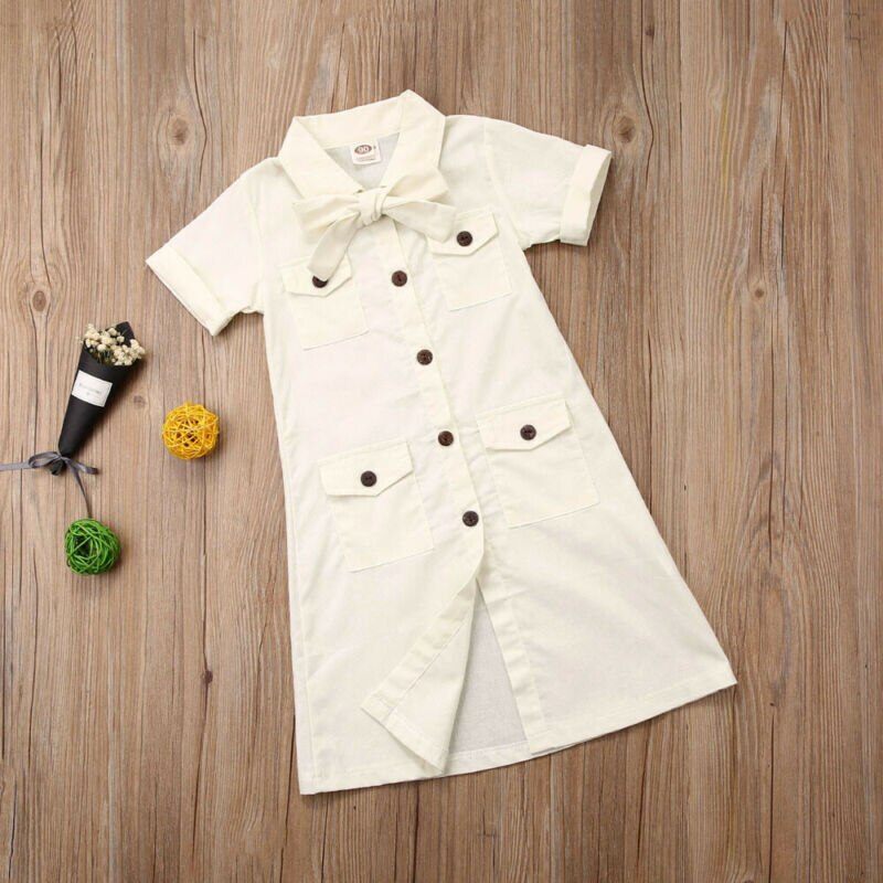 Meisjes kinderen peuter trenchcoat korte mouwen knoopjes mantel effen zakken knoopjes tops bovenkleding zomer tops