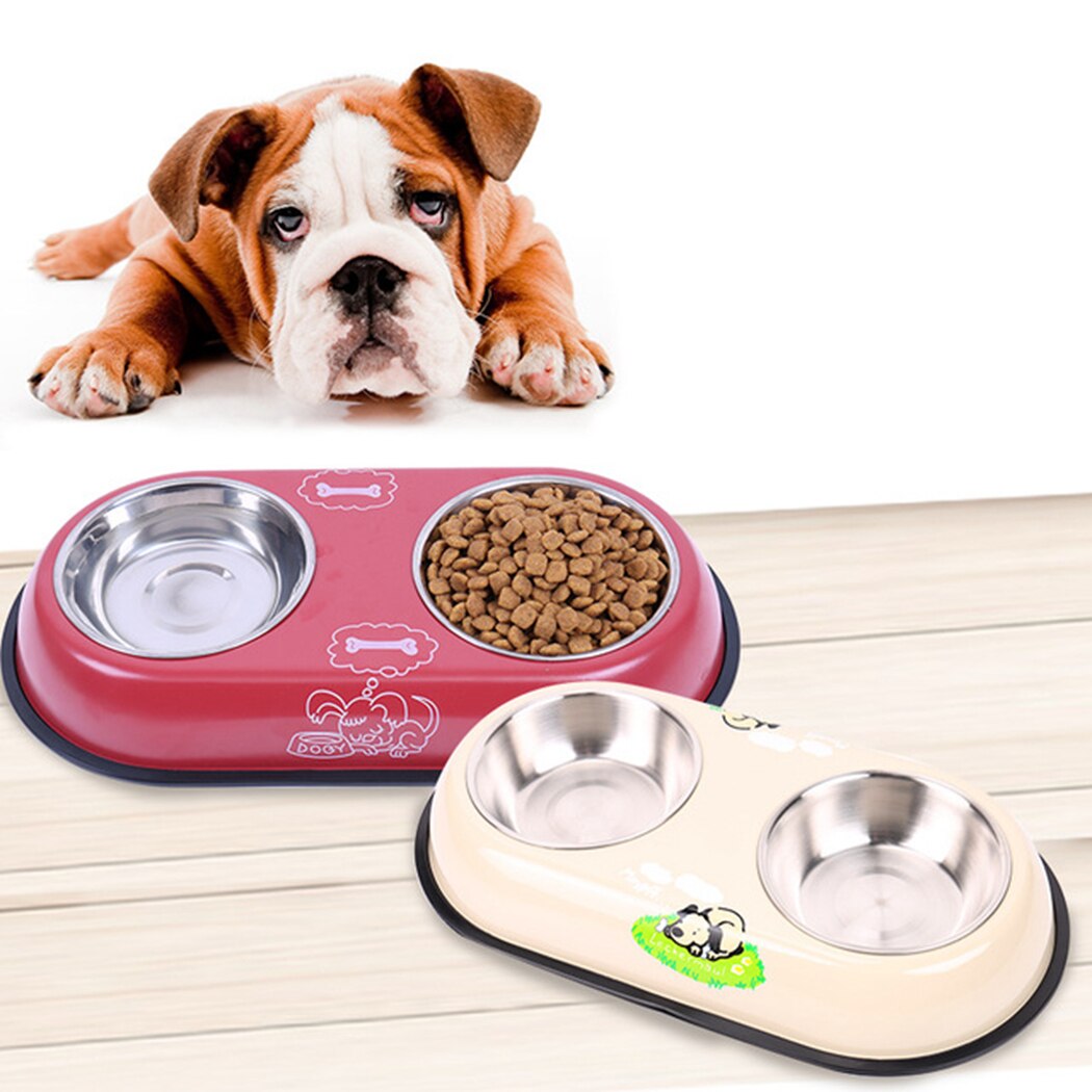 Honden- en kattenvoerbakken van roestvrij staal, dubbele voerbakken, voerbak, waterbak voor huisdieren, honden, katten, puppy's, voerbak voor buiten