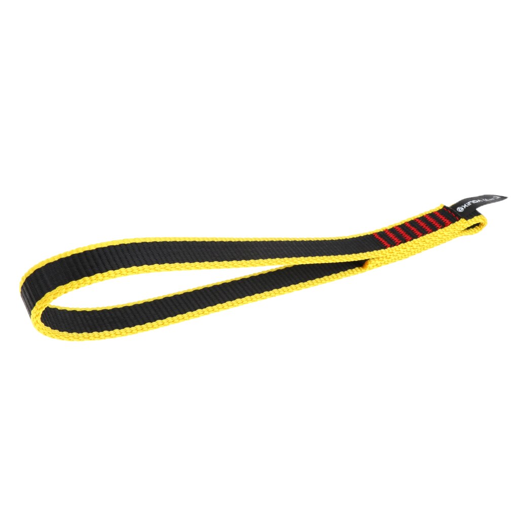 22KN Rock Climbing Quick Draw Nylon Open Sling Mountaineering Carabiner Hardware Webbing Strap Lanyard: Yellow 25cm