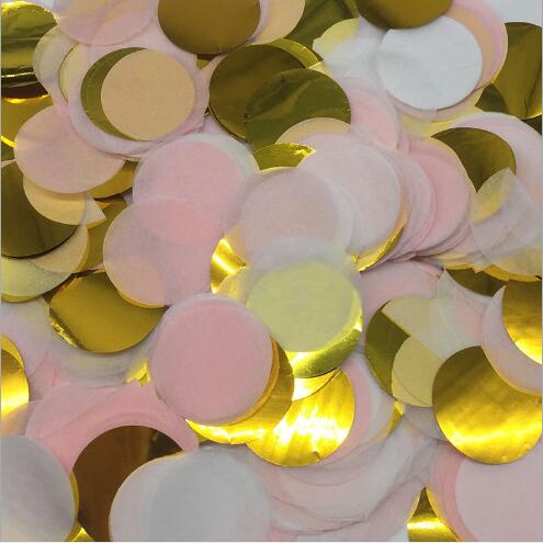 Confettis en papier de soie ronds multicolores, 10x2.5CM, décoration de Table pour fête prénatale anniversaire, ballons: Light Pink Gold