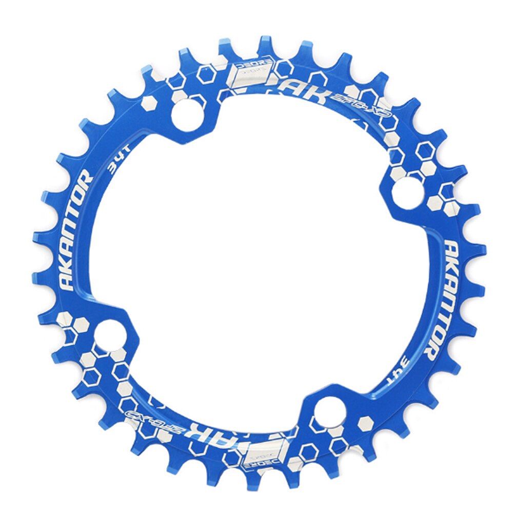 34T Chainring Ring 104BCD Mountain Bike Narrow Wide MTB 145MM Single Speed Bicycle Chainwheel Bike Bolts Crank Gear Disc Parts: 34T Blue
