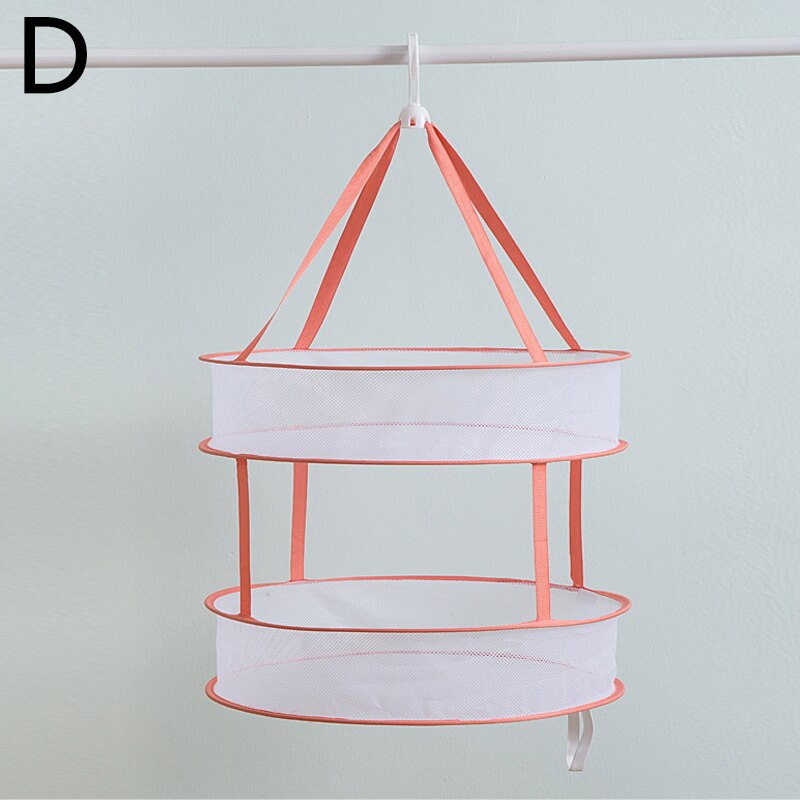 1PC chandail rond étendoir pliant 2 couche Double vêtements suspendus panier à linge sèche-linge coupe-vent séchage vêtements Net: D