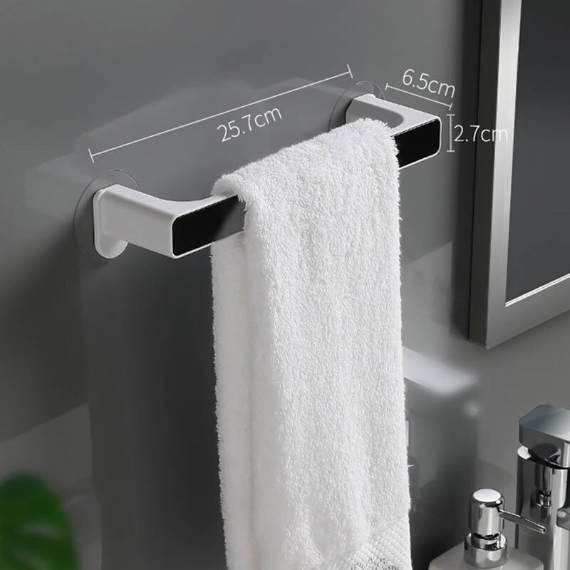 1Pc Zelfklevende Handdoek Houder Rek Muur Handdoek Hanger Badkamer Bar Plank Rolhouder Opknoping Haak Organisator: S Black