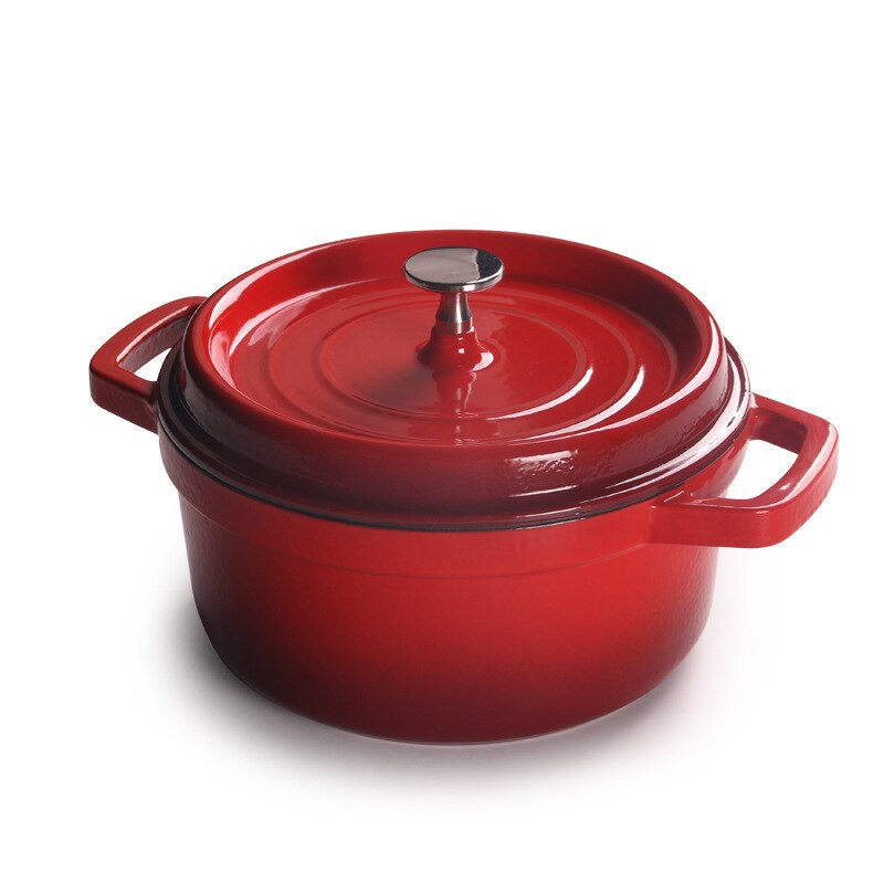 IWELAI 10cm red Cast Iron Dutch Oven Round Ceramic Enamel Dutch Ovens Pot Suitable For All Stoves