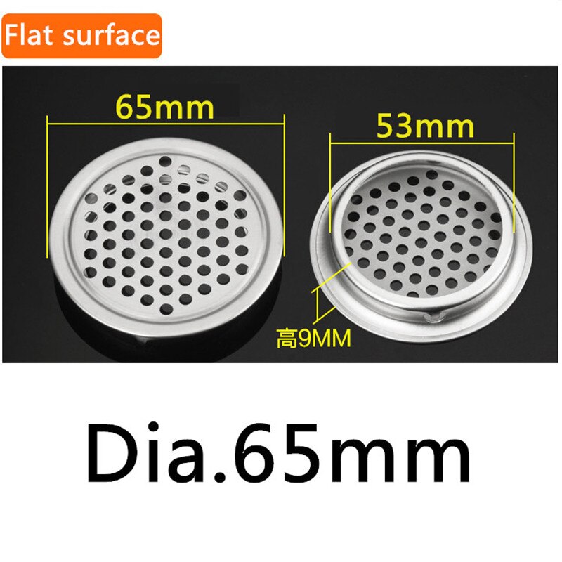 10pcs/lot Wardrobe Cabinet Mesh Hole Air Vent Louver Ventilation Cover Stainless Steel Cutting hole Dia.19mm/25mm/29mm/35mm/53mm: Flat 53mm