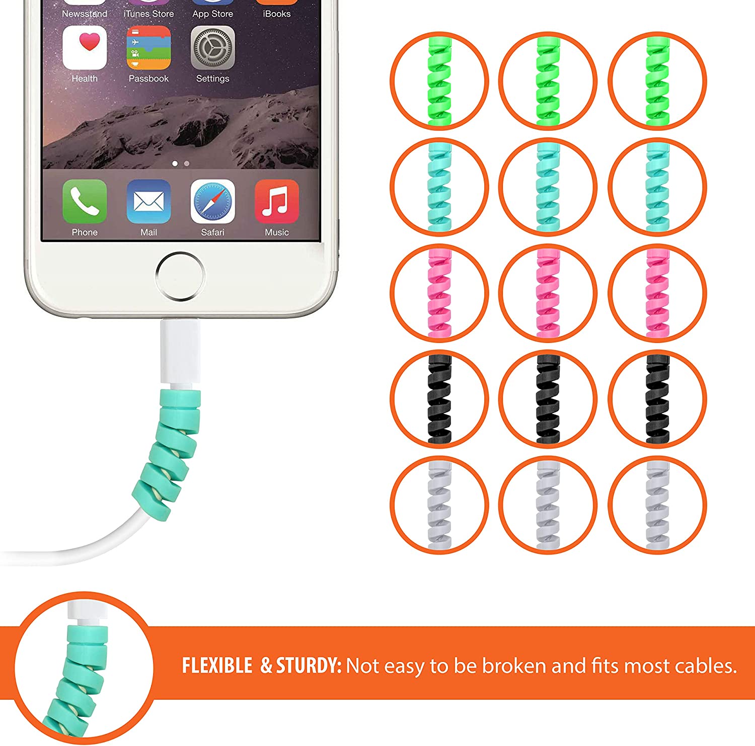 Flexible Spiral Charging Cable Protector Wire Cord Organizer Silicone Tube Charger Saver for iPhone iPad MacBook USB Cell Phones