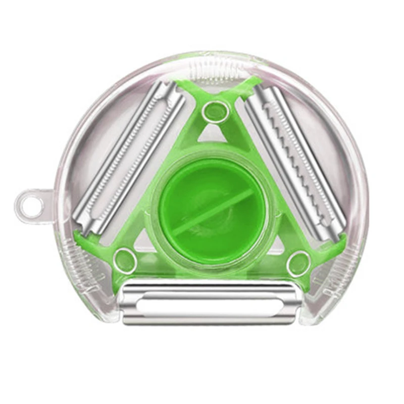 3 in 1 Magic Trio Peeler Set Slicer Shredder Peeler Julienne Cutter Multi Peel Blade Zesters Grater Kitchen Tool Accessories: green