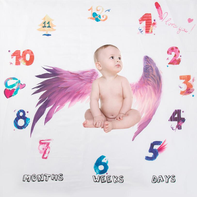 Baby Milestone Foto Props Achtergrond Dekens Dier Patroon Baby Speelmatten Achtergrond Doek Kalender Foto Accessoires Nordic: EF-87