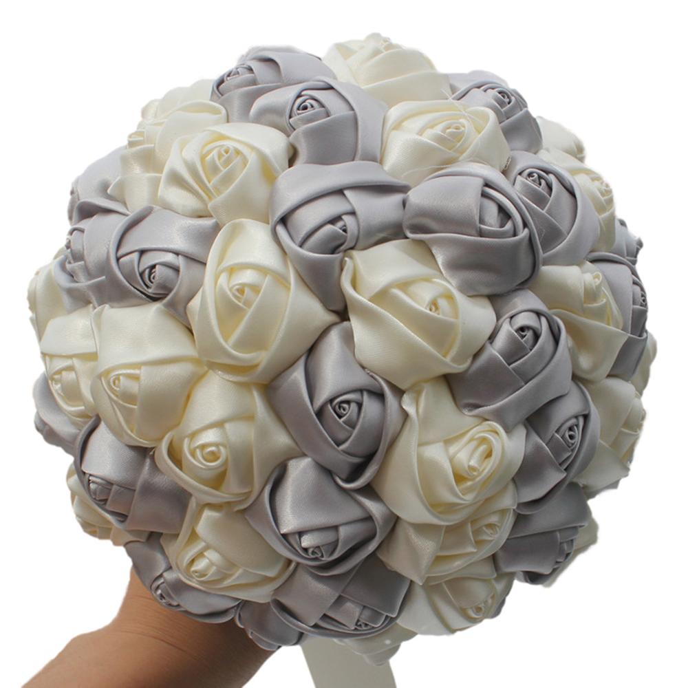 14 Colors 1Piece Ivory Flower Bouquet Stunning Pearls Beaded Crystal Bouquet De Mariage Wedding Flowers Bridal Bouquets: Beige