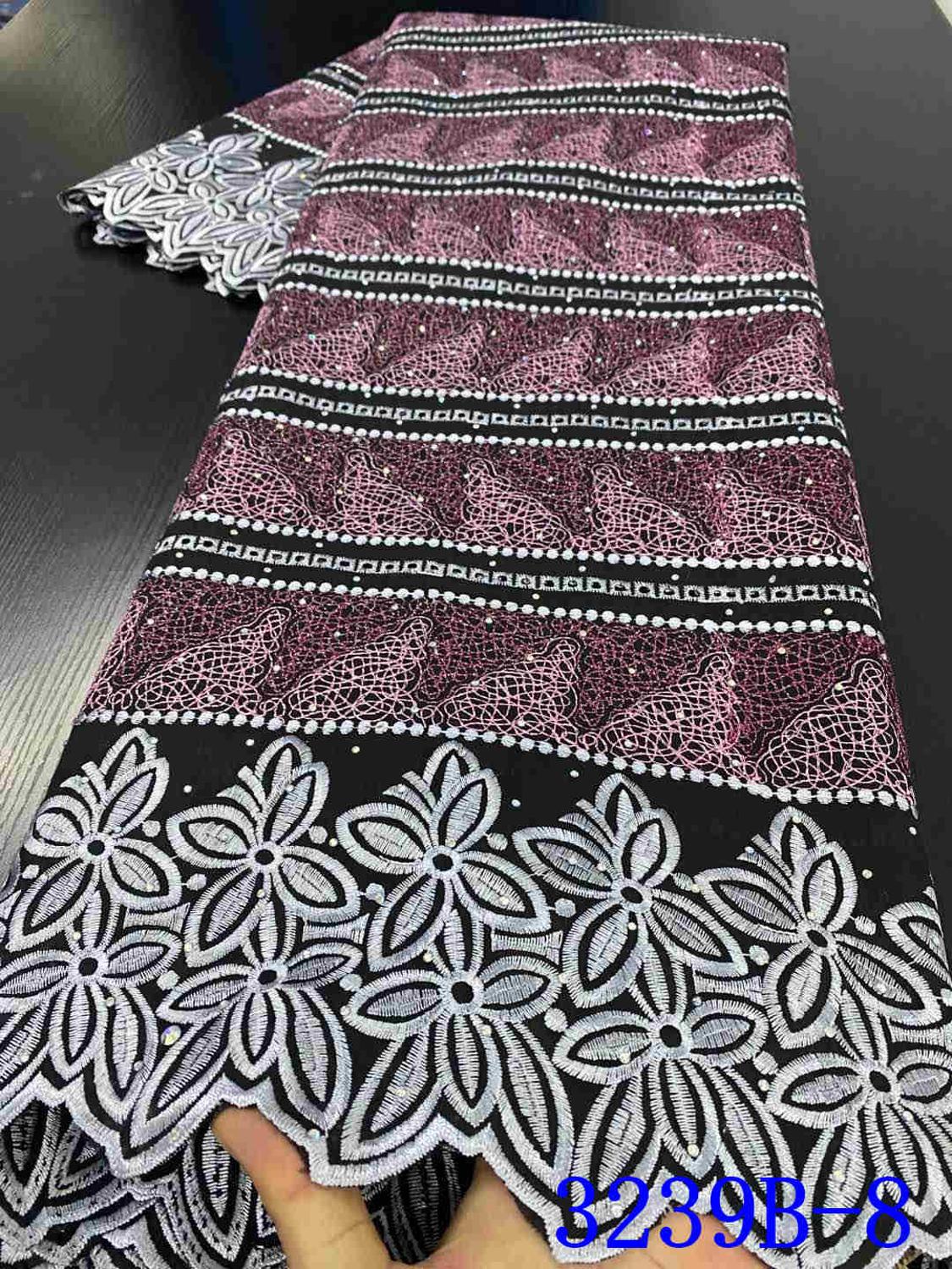 Nigerian Voile Lace Fabric Lace African Lace Fabric Embroidery Cotton For Dress Daily Sew YA3239B-6