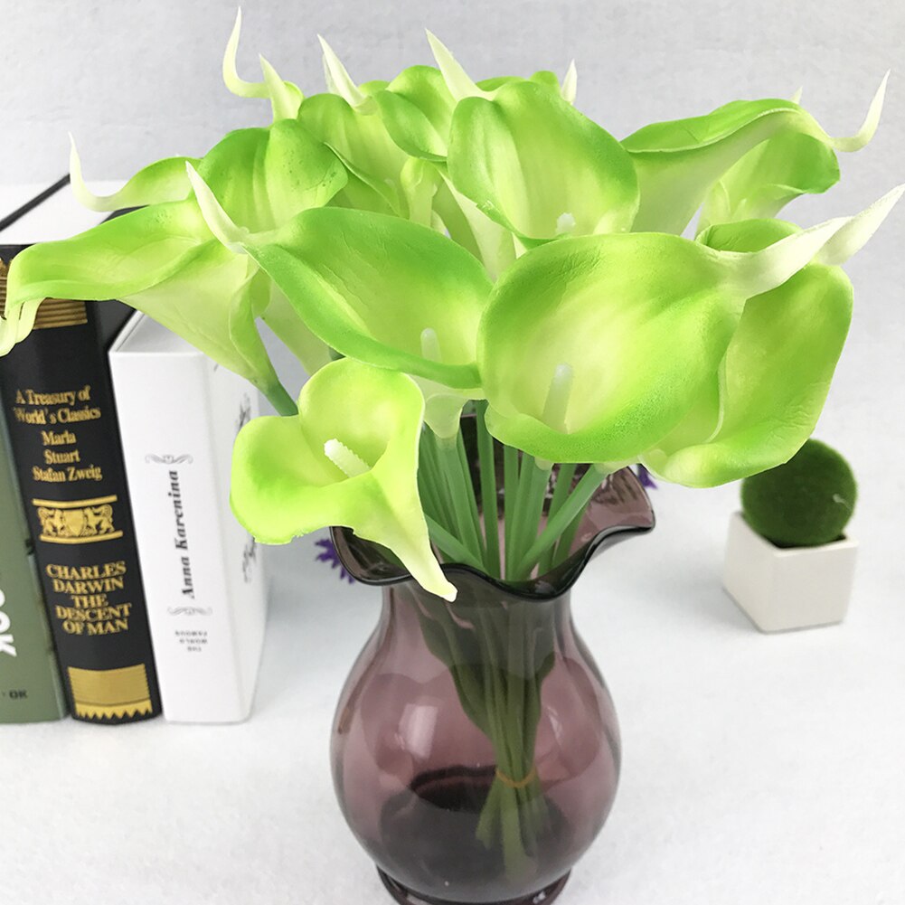 10Pcs Kunstmatige Calla Lelie Bos Latex Real Touch Nep Bloem Tuin Bridal Wedding Tafel Home Decor Boeket: green