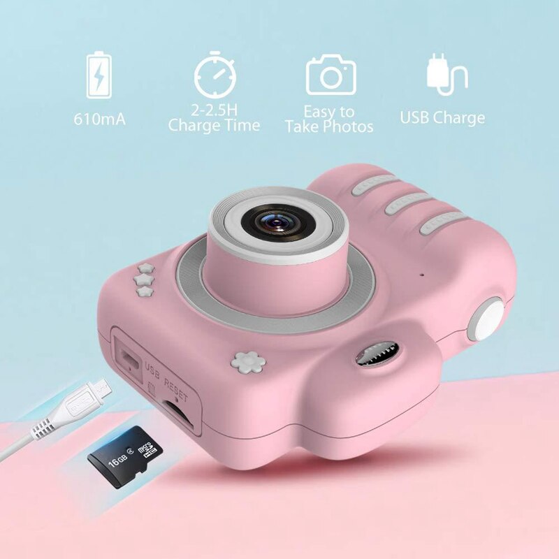 Kids Digital Dual Camera 2.4Inch Screen 8MP HD Rechargeable Children Video Camcorder with 4X Digital Zoom for Girls Boys Ou