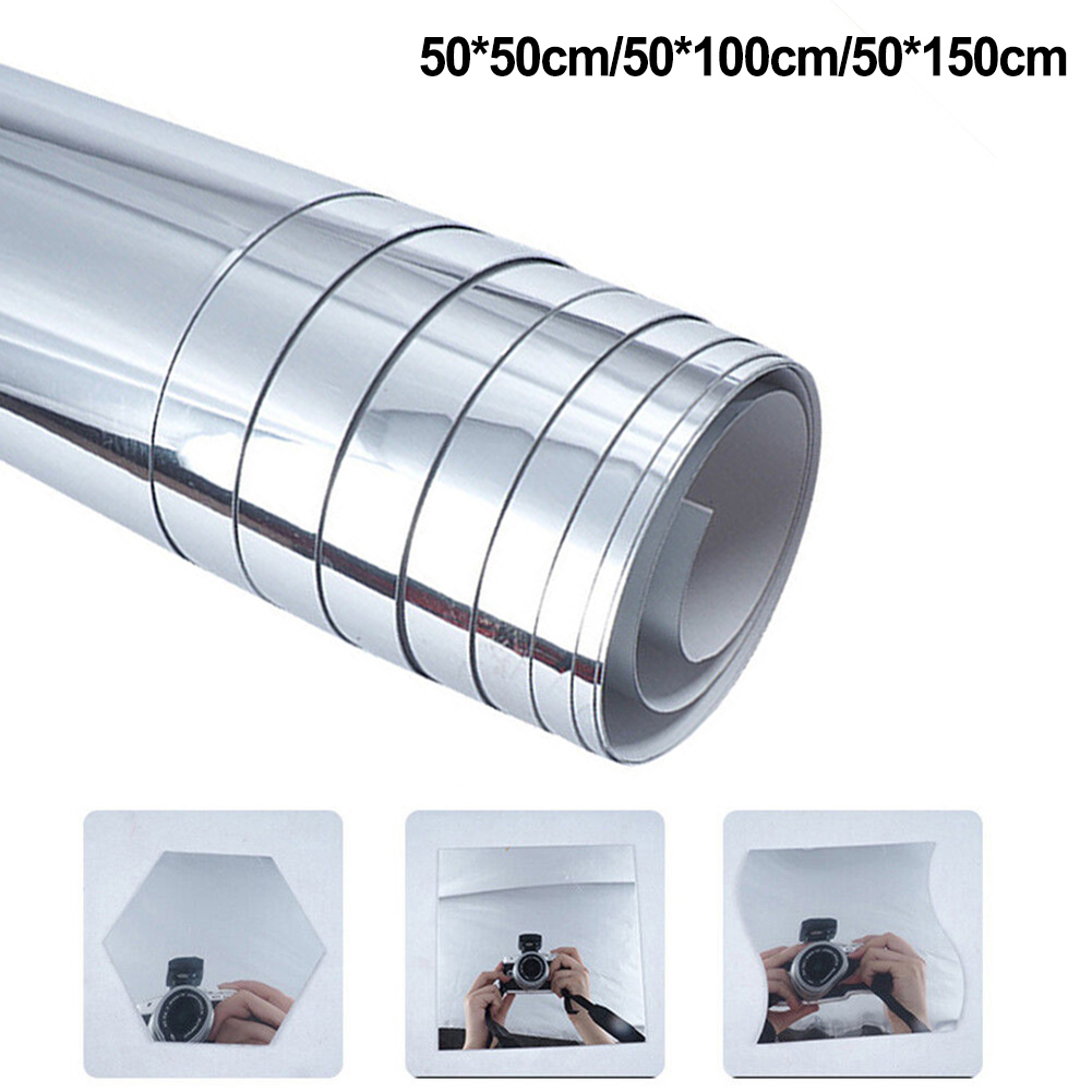 Pegatina de pared PET de 0,1 MM de espesor, película adhesiva para decoración de baño, espejo de pared artesanal, pegatina de pared suave, pegatinas de espejo