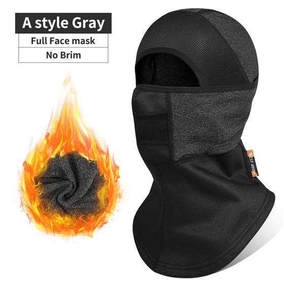 WEST BIKING Winter Sport Cycling Cap Bike Full Face Cover Neck Warmer Men Women Scarf Ski Bicycle Motocycle Fleece Head Cap Hat: Gray no brim