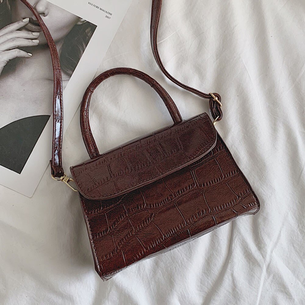 Bolsa de luxo feminina, bolsa quadrada pequena e portátil com alça carteiro