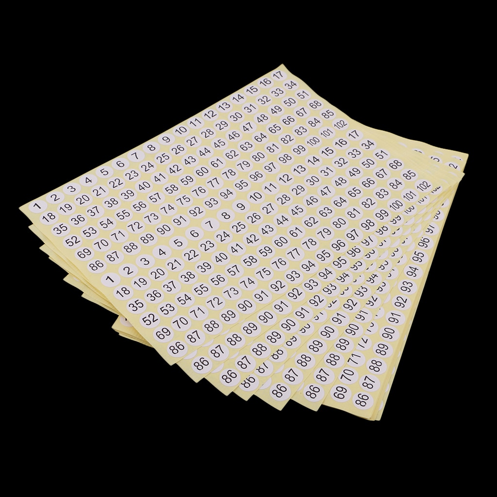 15 Sheets Number Sticker Sticky Numbered Label For Home, & Office Use