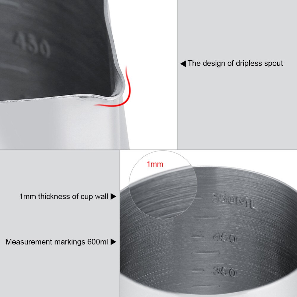 600ml Stainless Steel Coffee Pitcher Barista gear Kitchen Coffee Milk Frothing coffee Jug Teapot