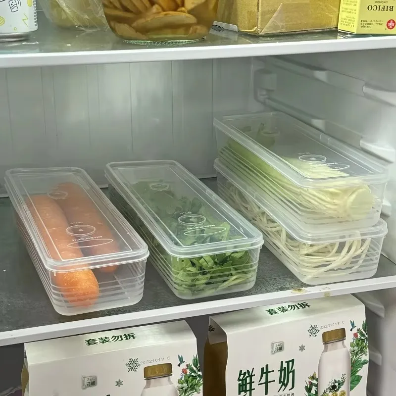 Fresh Box Refrigerator Storage Boxes Scallions Food Container with Lid Cold Crisper Sealed Kitchen Fresh Fruit Fridge Organizer