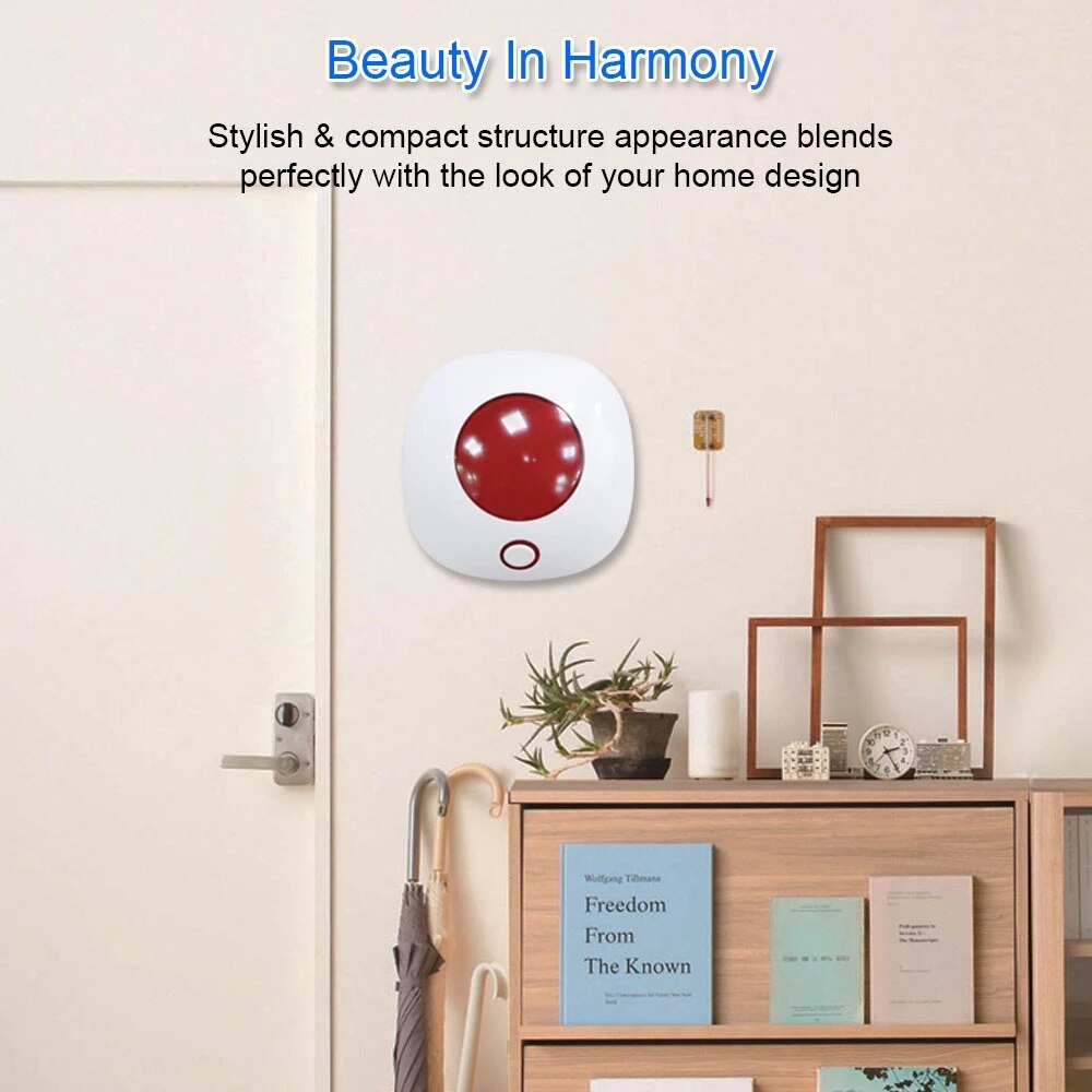 433MHz Wireless Siren For Alarm System Home Security Mini Horn Sirens, Home Theater Sound System 110dB Light Flash Strobe Siren