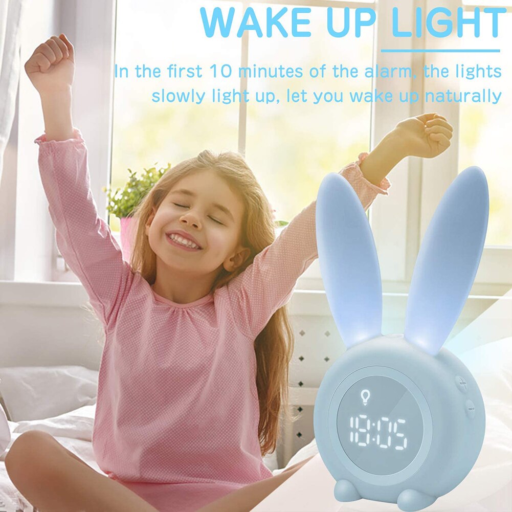 Horloge de Table intelligente LED pour enfants, lapin mignon, alarme de sommeil, fournitures ménagères, veilleuse, réveil