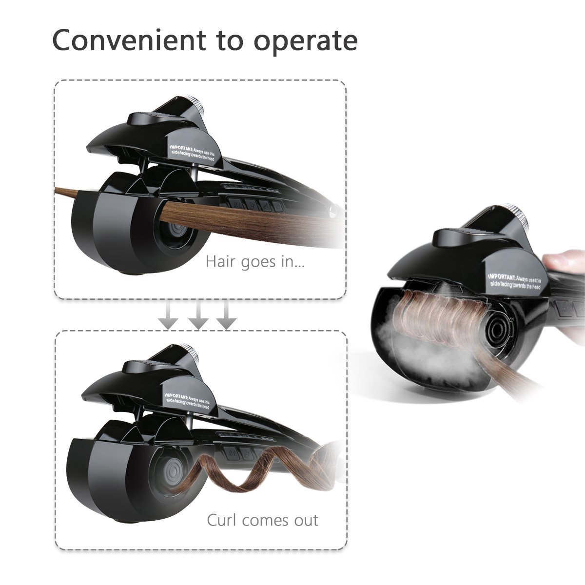 Automatyczna lokówka parowa automatyczna lokówka do włosów wirująca lokówka automatyczna z wyświetlaczem LED Curl Curling Iron