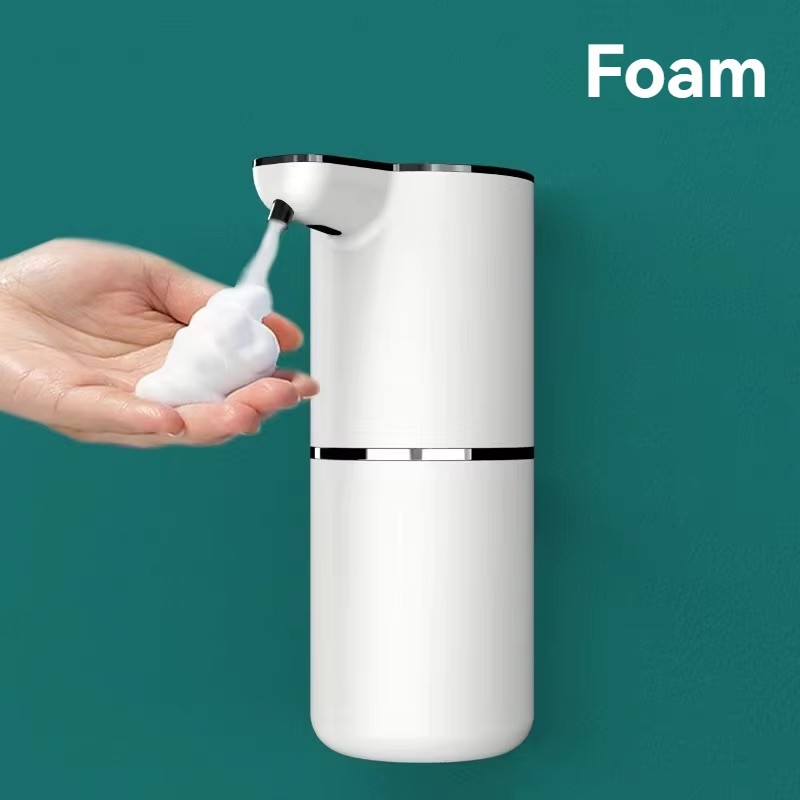 Distributeur automatique de savon moussant sans contact, 380ml, Rechargeable par USB, électrique, 4 niveaux réglables: WHITE