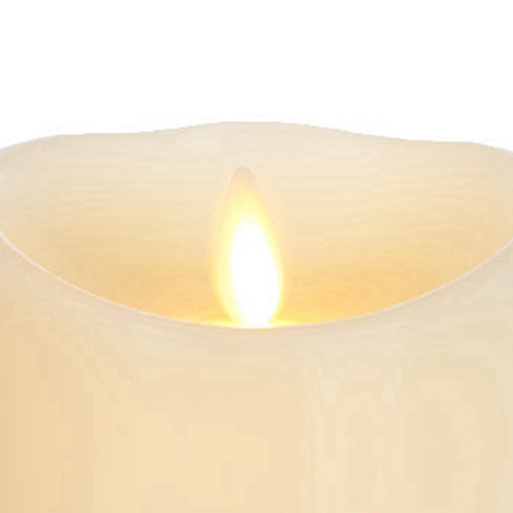 Ksperway 9 Inch White Battery Operated Dancing Flame Led Wax Candles with Timer