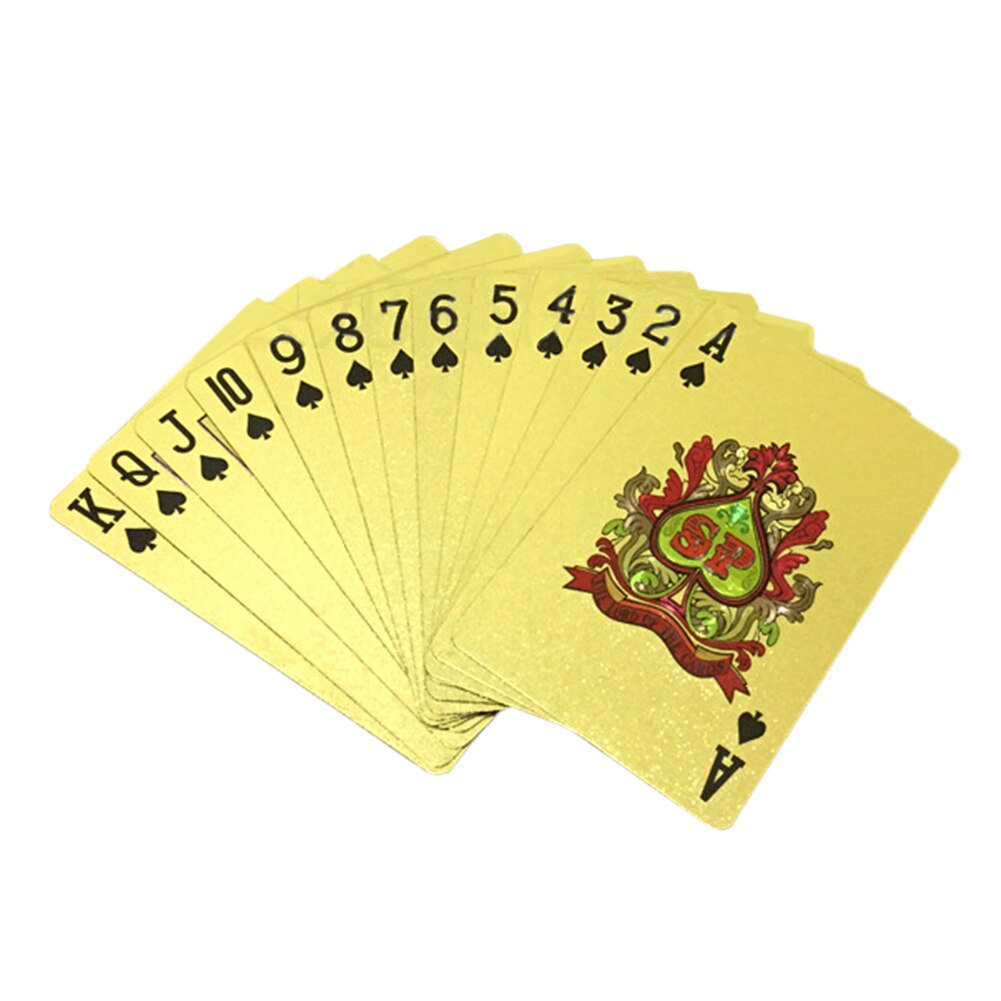 Golden Playing Cards Set Waterproof Plastic PVC Black Color Poker Cards Sets Magic Tricks Poker Box-packed 54sheets/set: C