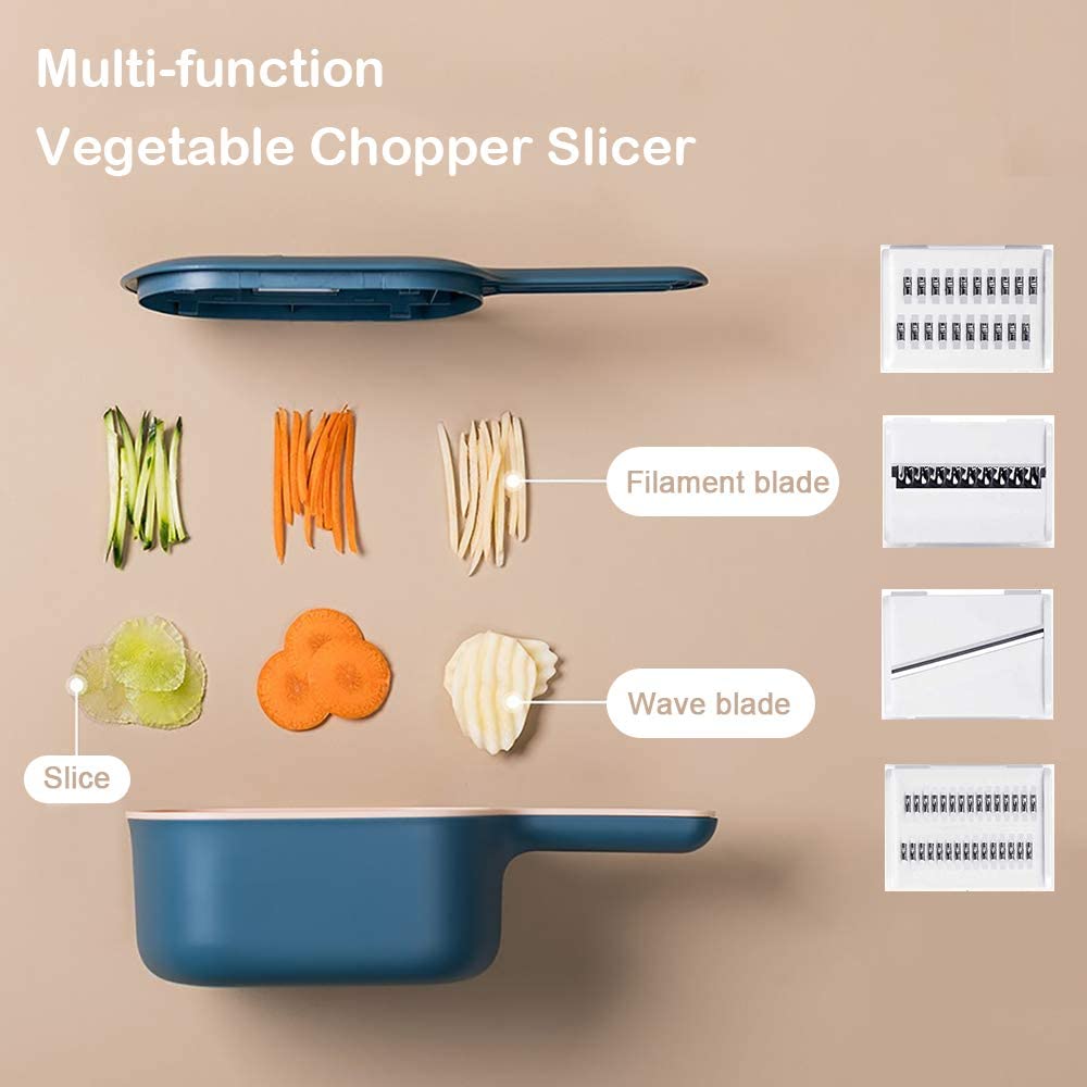 Mandoline Slicer Vegetable Chopper Multi-purpose Veggie Cutter Julienne Grater with Drain Basket for Cabbage Fruit Salad