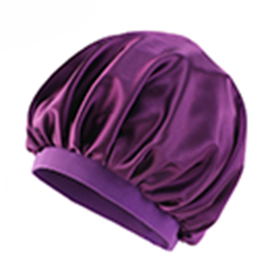 Unisex Adults Satin Nightcap Wide-brimmed Single Color Men Women Sleeping Cap for Spring Autumn Winter: purple