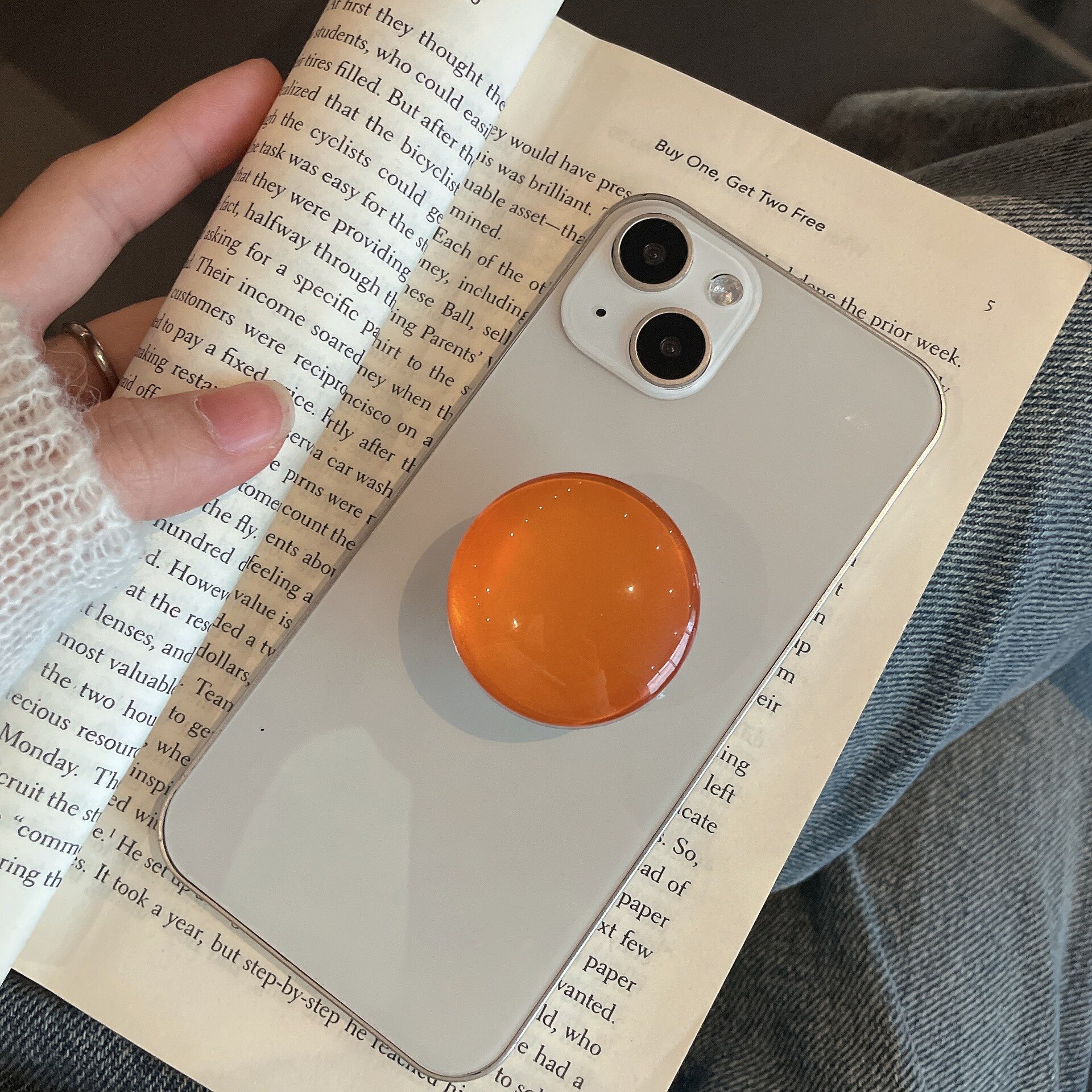 Crystal Finger Grip Holder Stands For Phone Universal Flexible Fold Bracket Expansion Cellphone Stand Socket Lazy Korea Popular: Deep Orange