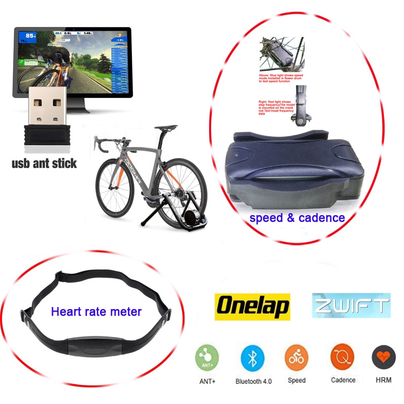 USB verbinding tussen computer ant + en Bluetooth adapter van indoor cycling platform Garmin Zwift Wahoo onelap