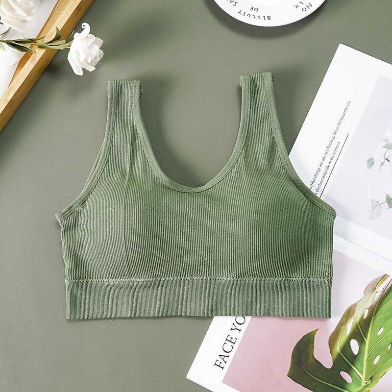 Women Yoga Sport Bra Breathable Fitness Running Vest sleep Underwear Padded Crop Tops Underwear gym top bras dormir tops: green