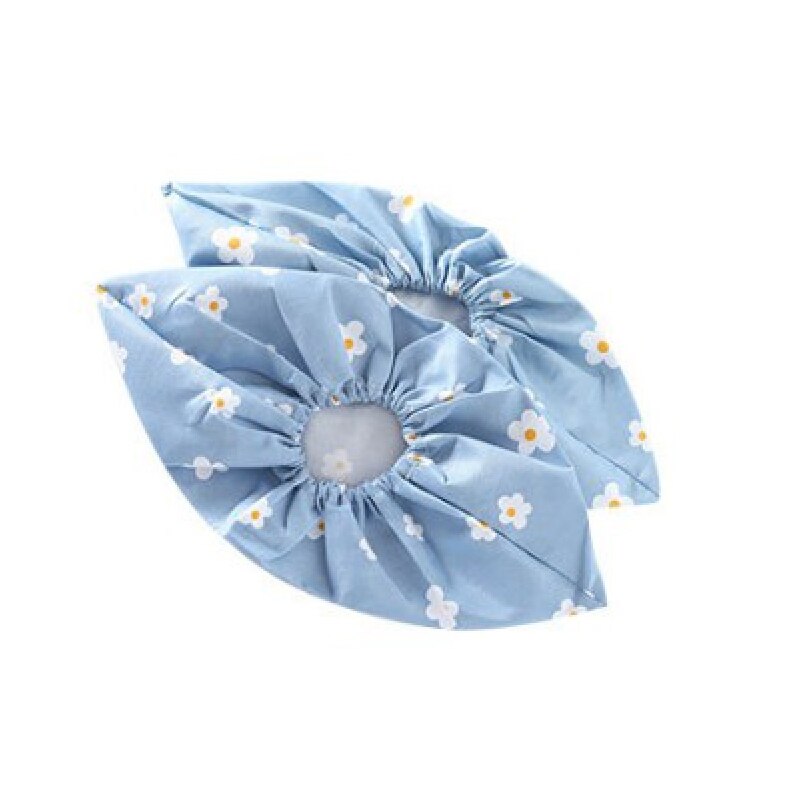 1Pair Thicken Reusable Elastic Shoe Cover Student Machine Room Print Dust Proof Feet Covers Home Indoor Antiskid Overshoes: Blue