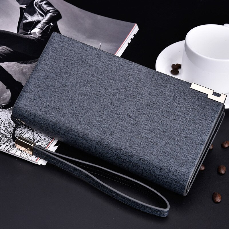 Carteira masculina longa de marca ocidental, bolsa de celular com zíper, garantia de qualidade, design dourado e azul, frete grátis, 2020