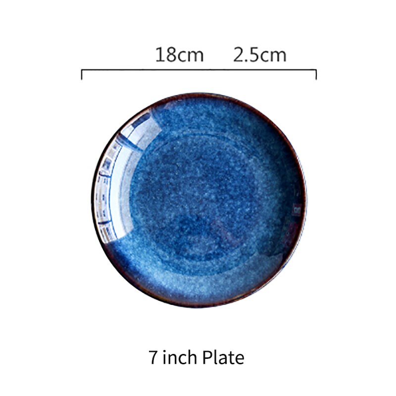 Ceramic Porcelain Rice Spoon Round Plate Snacks Western Food Dinner Plate Water Cup Cutlery Set: Plate