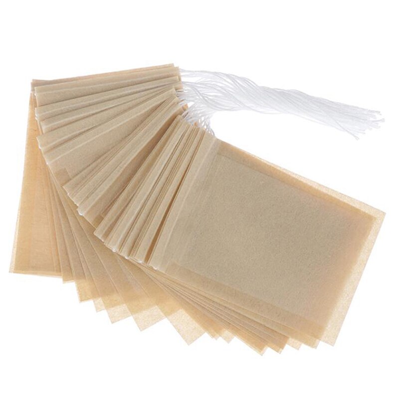 100 Teile/los Tee Tasche Filter Papier Beutel leer Kordelzug Teebeutel Für Kraut Tee: Braun