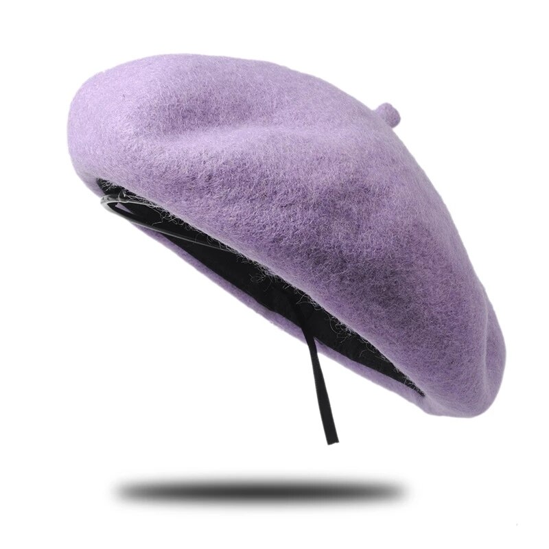 Vrouwen Meisje Beret Franse Kunstenaar Warme Wollen Winter Beanie Hat Cap Vintage Vlakte Baret Hoeden Effen Kleur Lady Winter caps